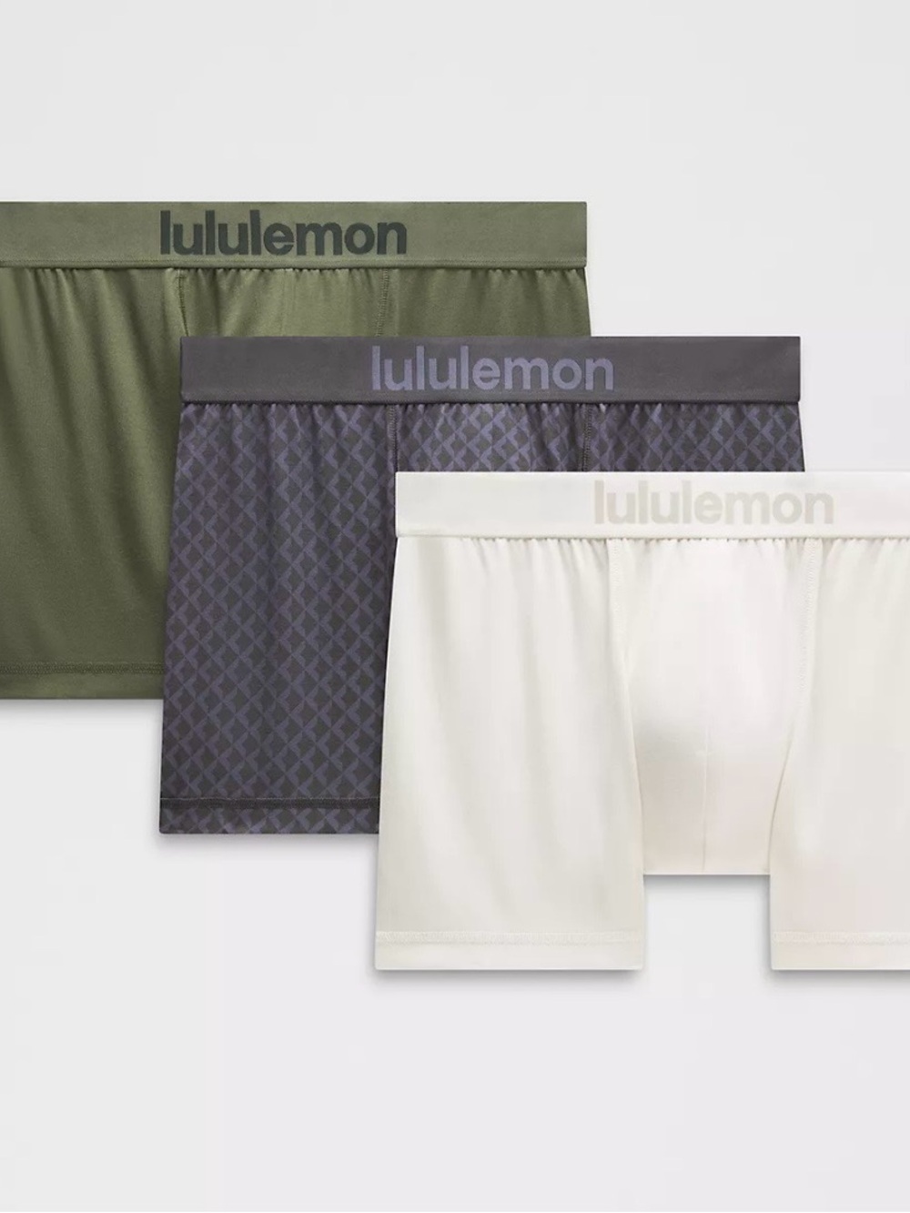 lululemon athletica 3-Pack Boxer Briefs in Olive, Charcoal, and Cream